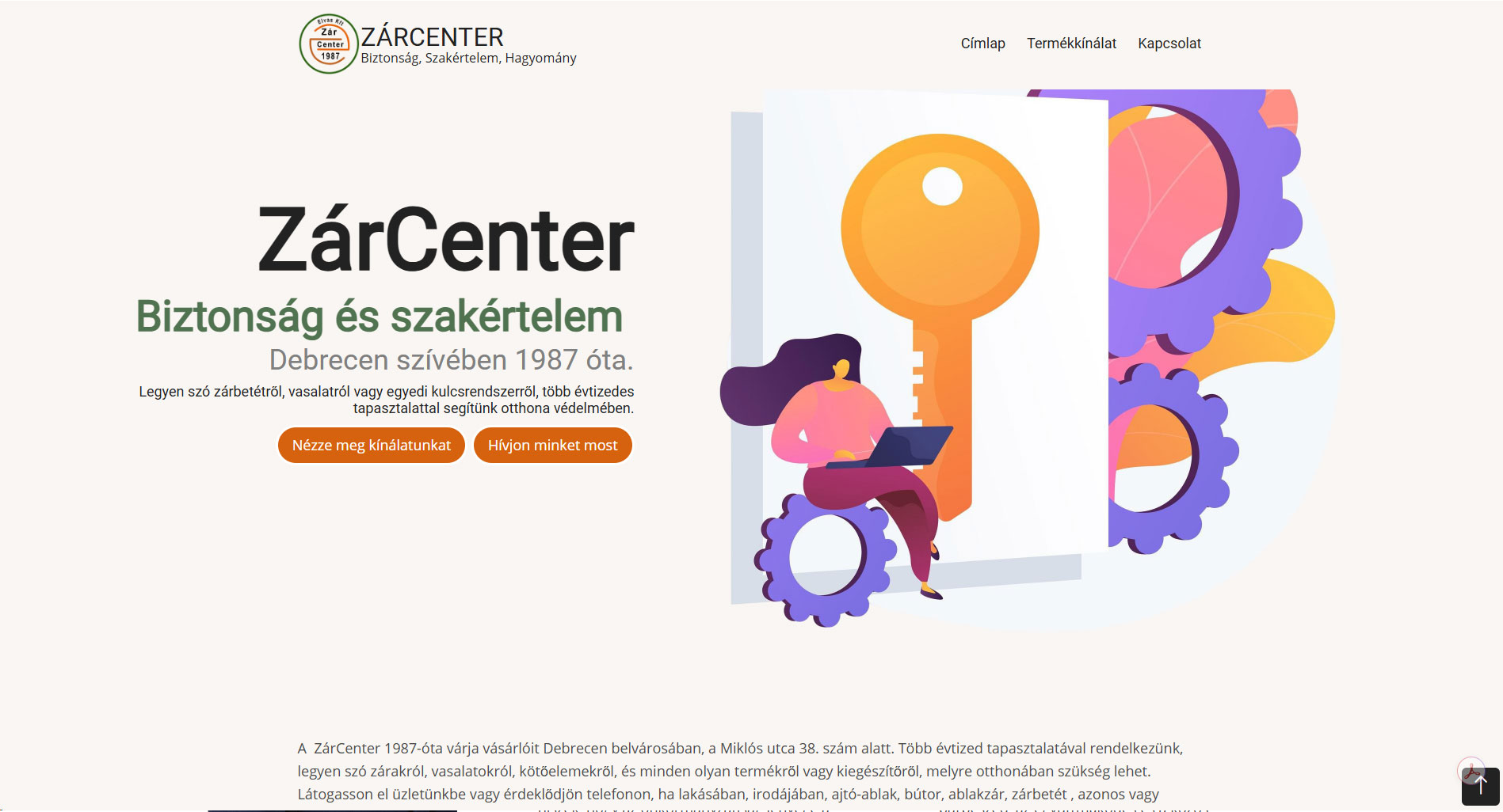 Zárcenter képernyőkép